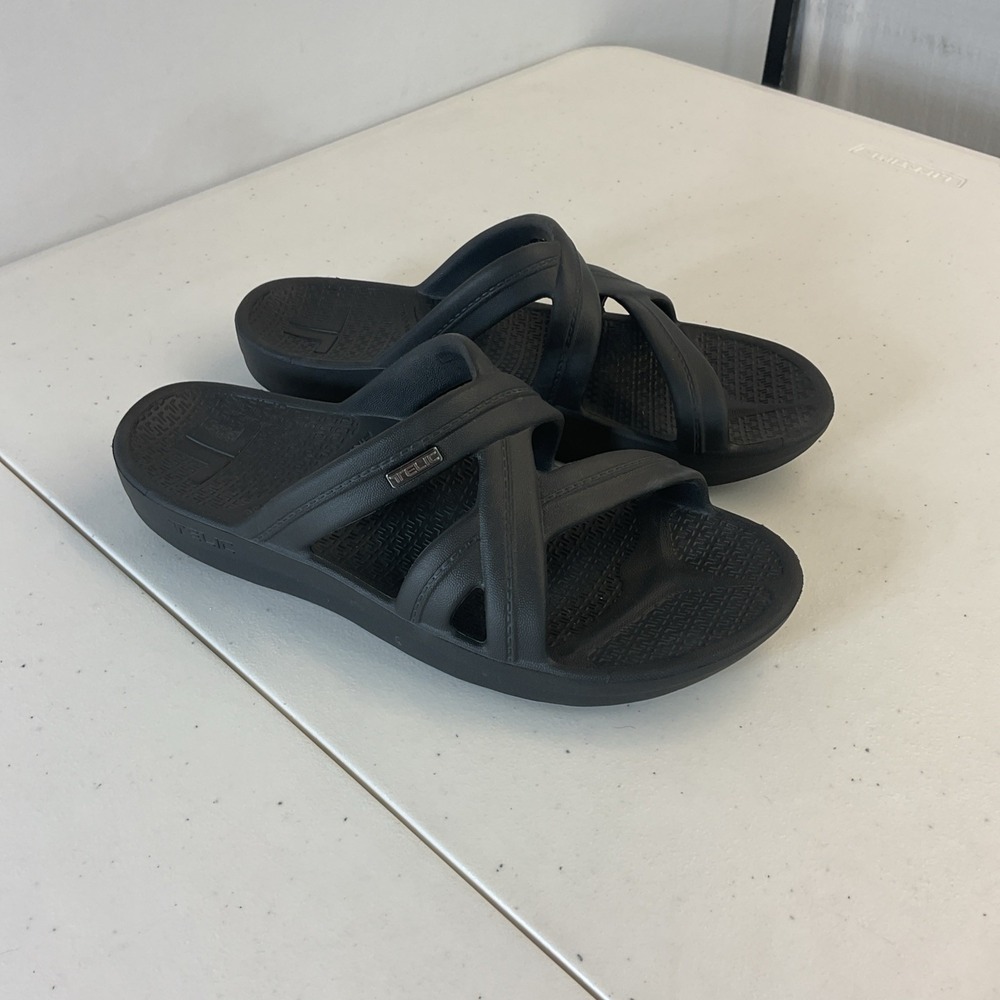 TELIC Mallory Comfort Recovery Sandal Lightweight Recovery  Black M/L 10